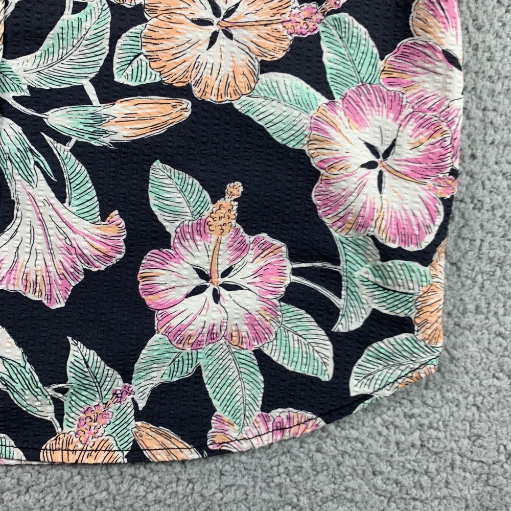 Chubbies Shirt Mens Medium Black Pink Floral All Over Nylon Stretch Short Sleeve - Picture 8 of 13